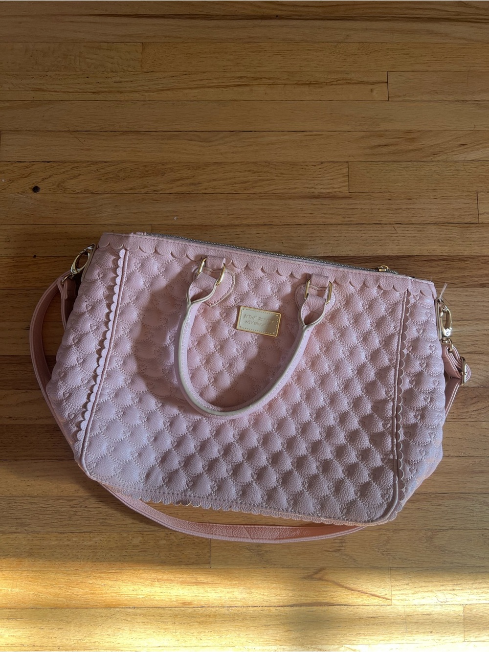 Betsey Johnson Quilted Light Pink Crossbody Satchel with Gold Hardware - Picture 1 of 7